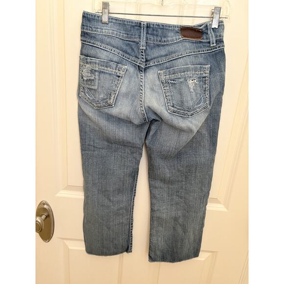 Buckle BKE Culture Denim Stretch Blue Jeans Distress Sz 27 Crop Capri VTG Y2K - Picture 4 of 5